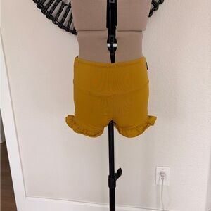 Tiger Friday Mustard Ruffle Hem Women Shorts